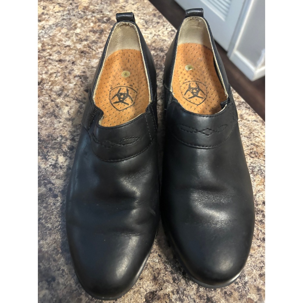 Ariat Women Black Leather Slip On Clogs Comfort Loafers Shoes Size 6B - Picture 7 of 9